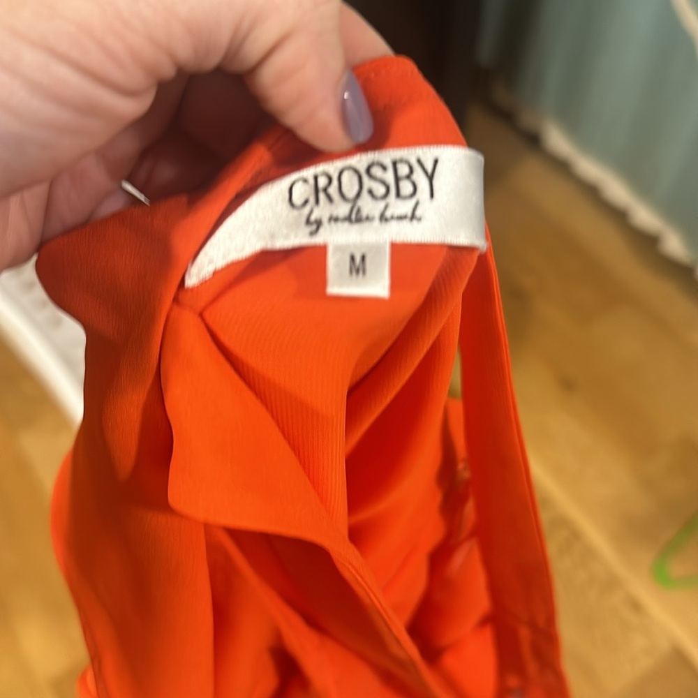 Crosby by Mollie Burch Orange Ruffle Tank Top Open Back Medium - Picture 10 of 10